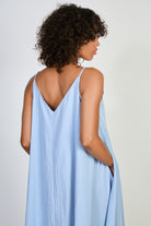 Blue V neck floaty midi dress_3