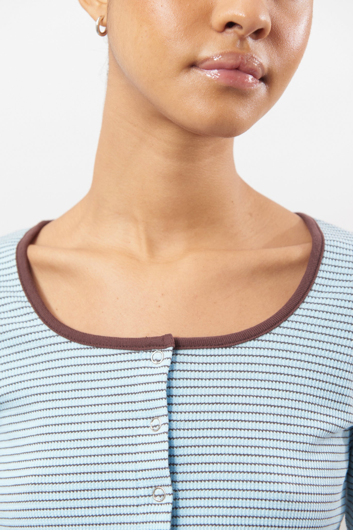 Blue and brown tiny striped long sleeve top_3