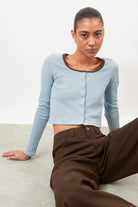 Blue and brown tiny striped long sleeve top_5
