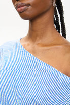 Blue and ivory striped off shoulder slouchy top_4
