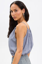 Blue and ivory vertical thin strap side cinch tank_2