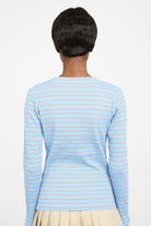 Blue and red tiny stripe long sleeve top_2