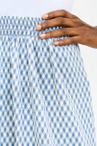 Blue and white biased gingham lettuce trim skirt_3