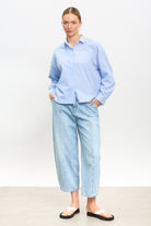 Blue and white multi striped shirt_4