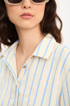 Bright blue and ivory double stripe short sleeve shirt_3