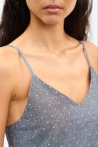 Black chambray polka dot strappy dress_4