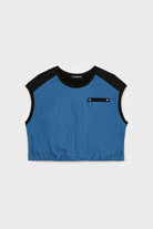 Blue denim and black jersey tank_1