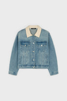Blue denim ivory woven collar jacket_1