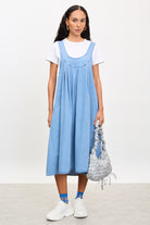 Blue denim tie peek back dress_1