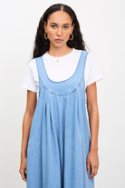 Blue denim tie peek back dress_3