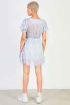 Blue floral print short sleeved mini dress_2