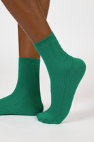 Blue green classic ribbed long socks_3