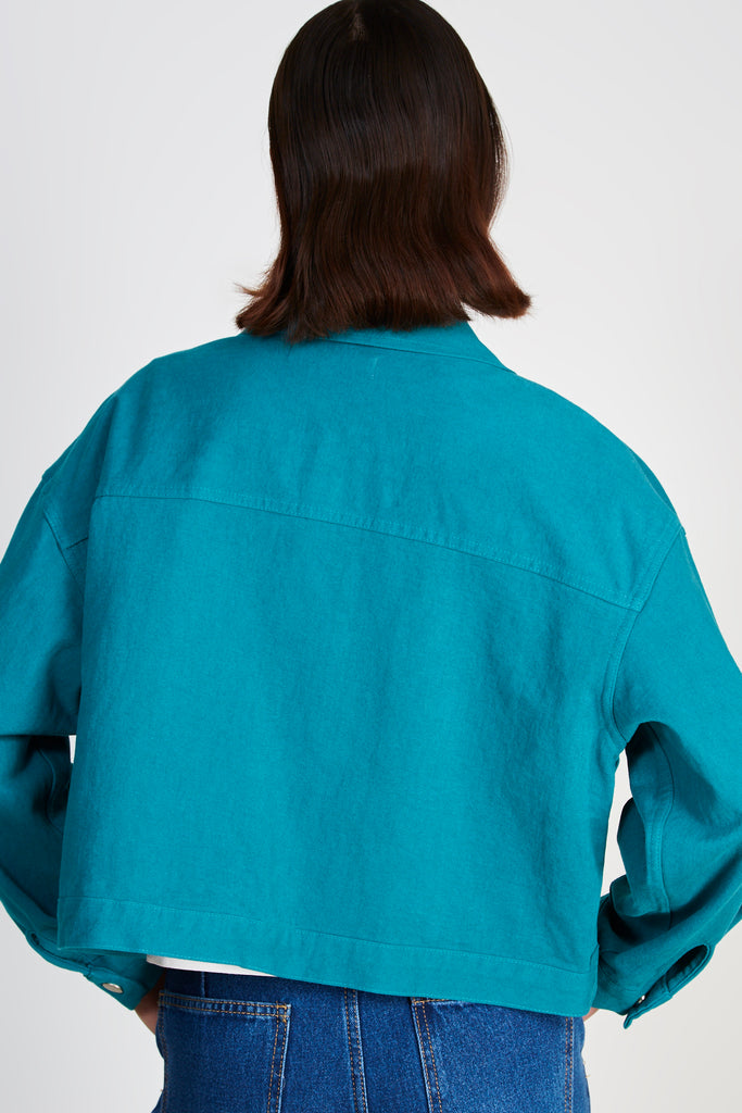 Blue green relaxed fit denim jacket_3