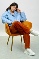 Blue grey duck down puffer jacket_6