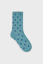 Blue metallic polka dot socks_1