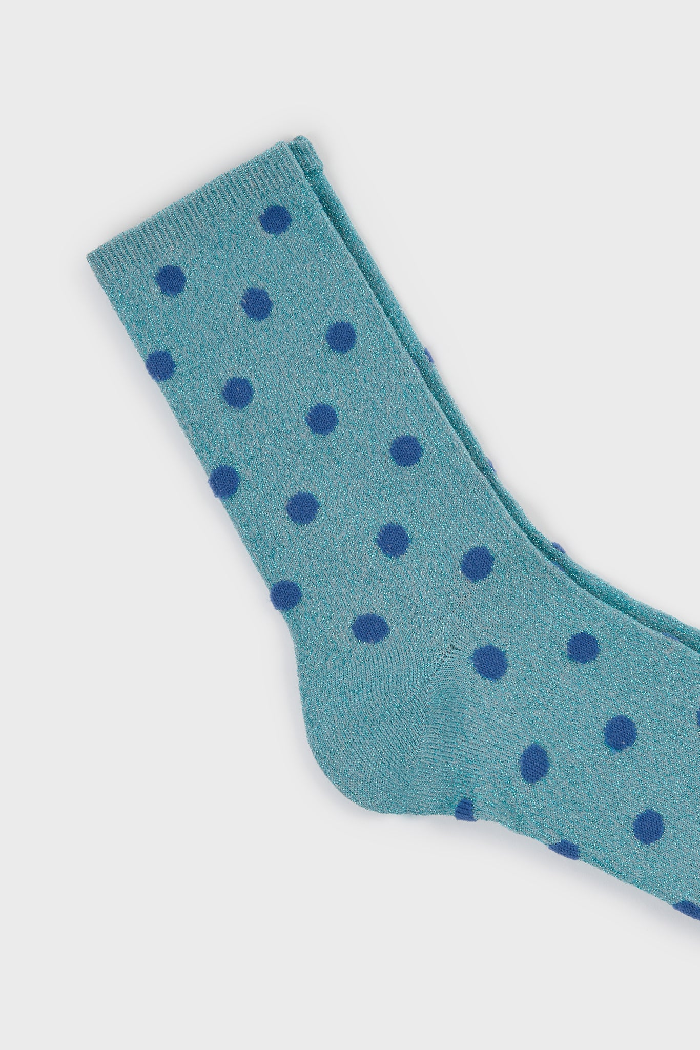 Blue metallic polka dot socks_2