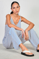 Blue pink and white vertical stripe trousers_5