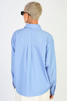 Blue pinstriped loose fit shirt_2