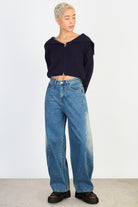 Blue rounded side panel jeans_4