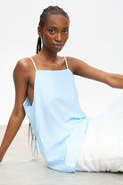 Blue semi sheer long thin strap tank_5