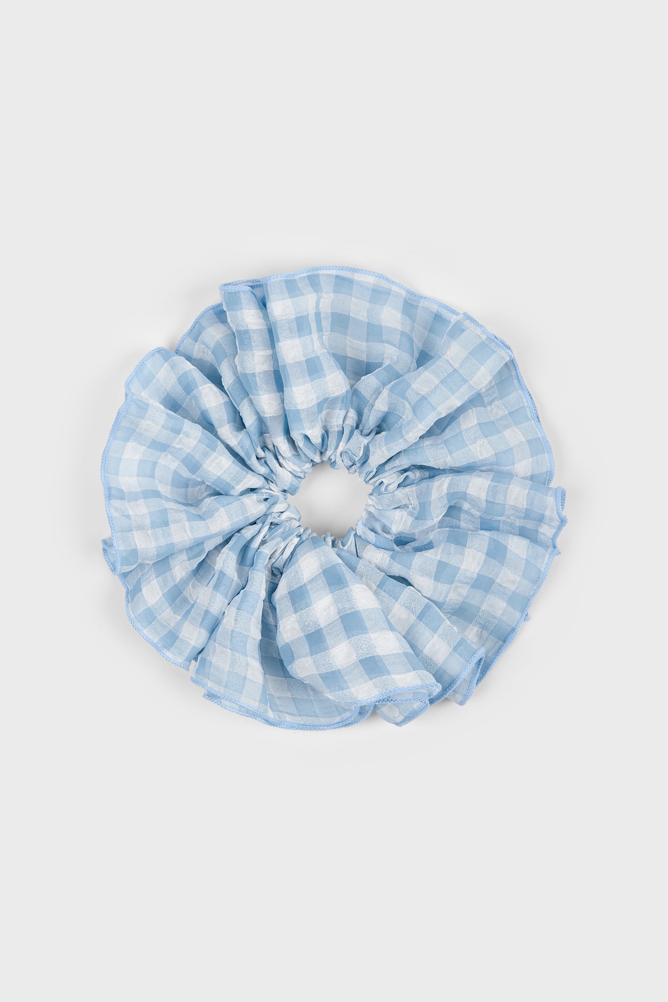 Blue sheer gingham scrunchie_1
