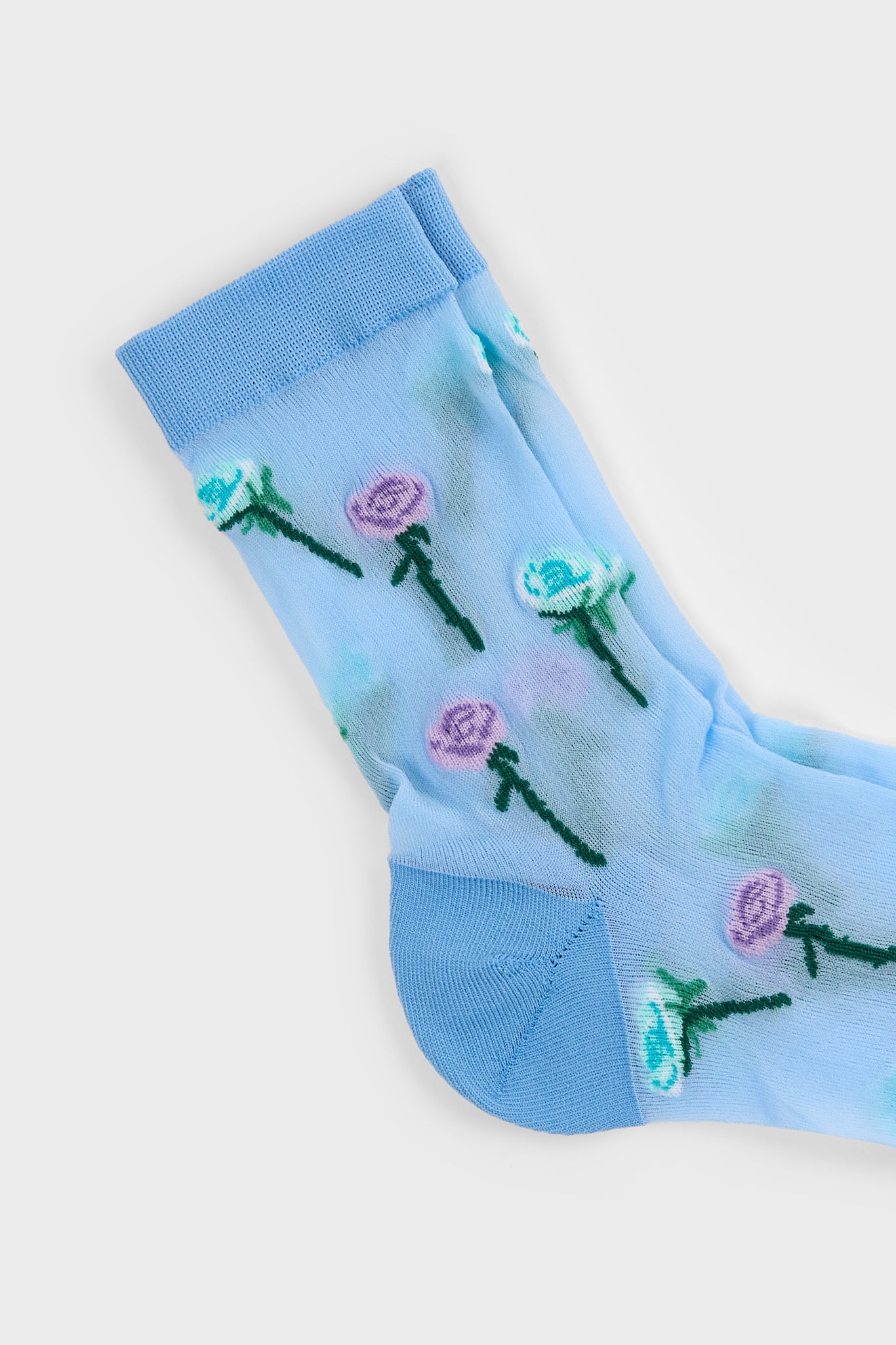 Blue stemmed roses sheer socks_2