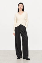 Blue and ivory pinstriped tailored trousers_5