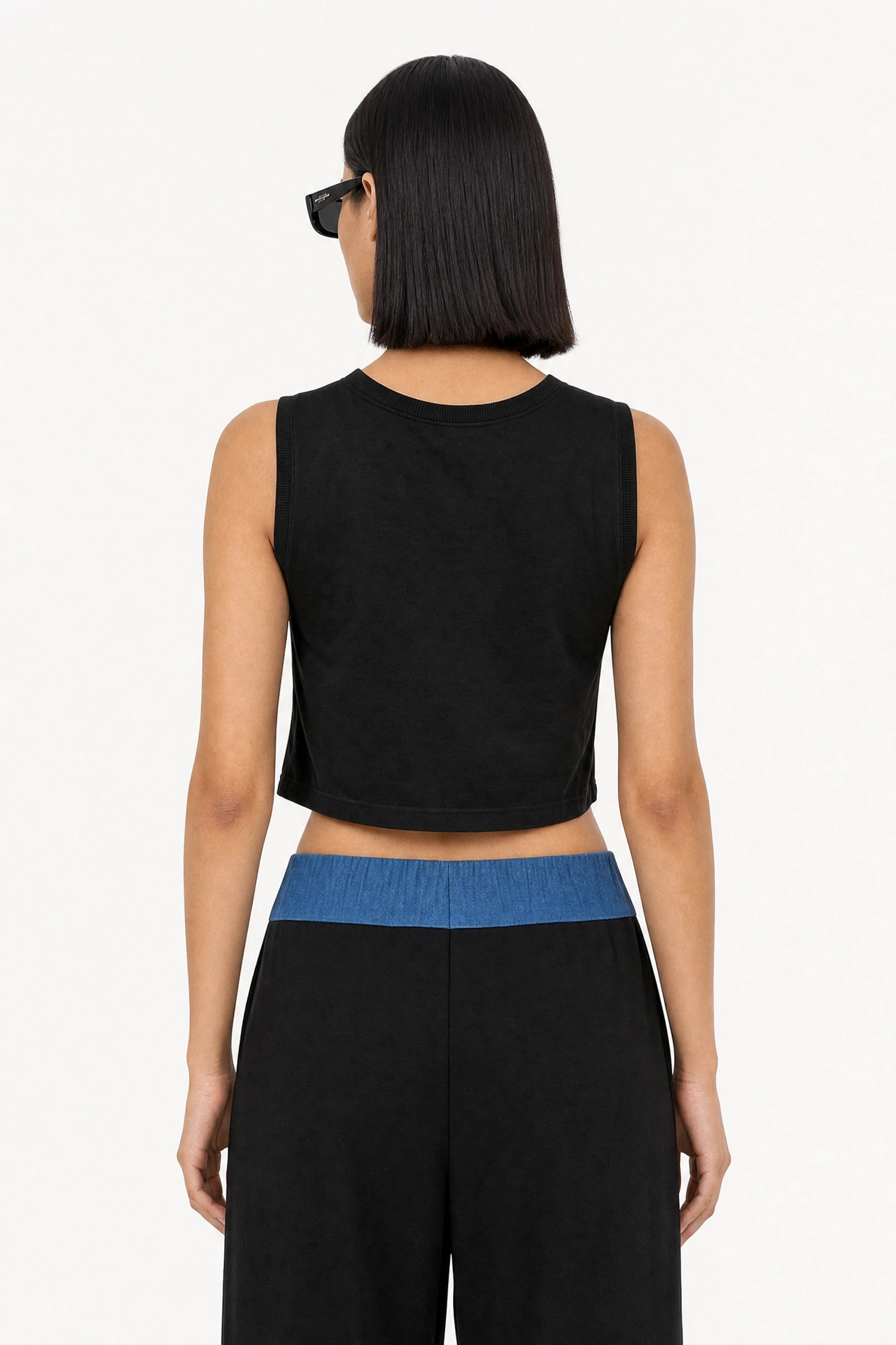 Blue denim and black jersey tank_5