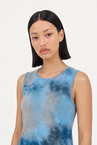 Blue tie dye semi sheer tank dress_6