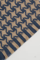 Blue and beige giant houndstooth scarf_2
