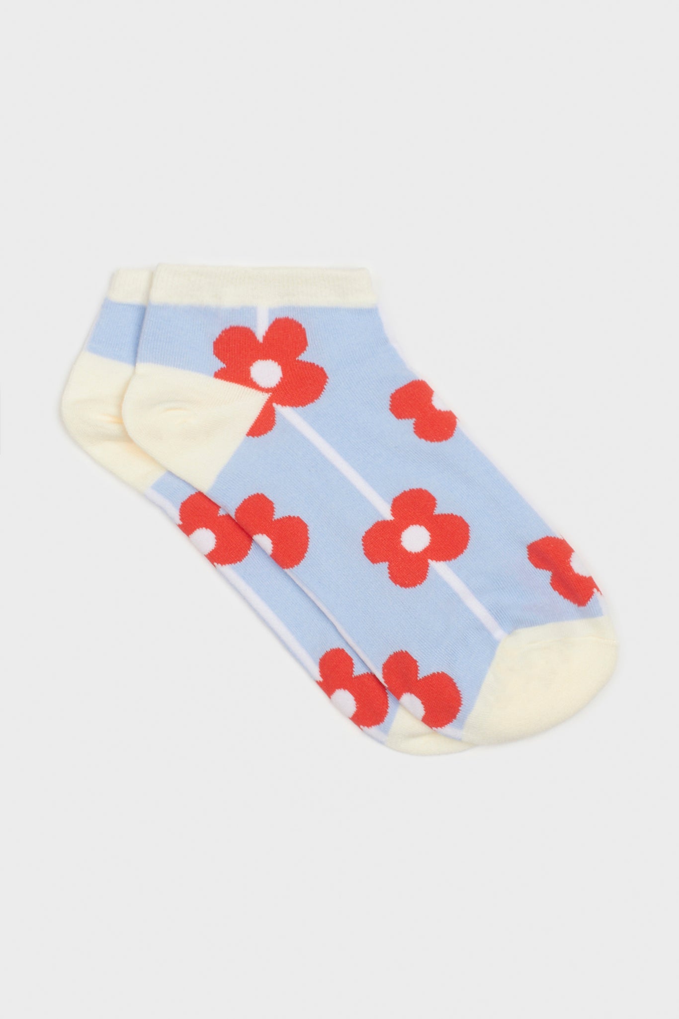 Blue and red graphic flower socks_3