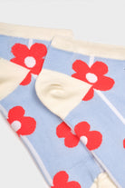 Blue and red graphic flower socks_4