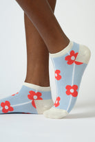 Blue and red graphic flower socks_1