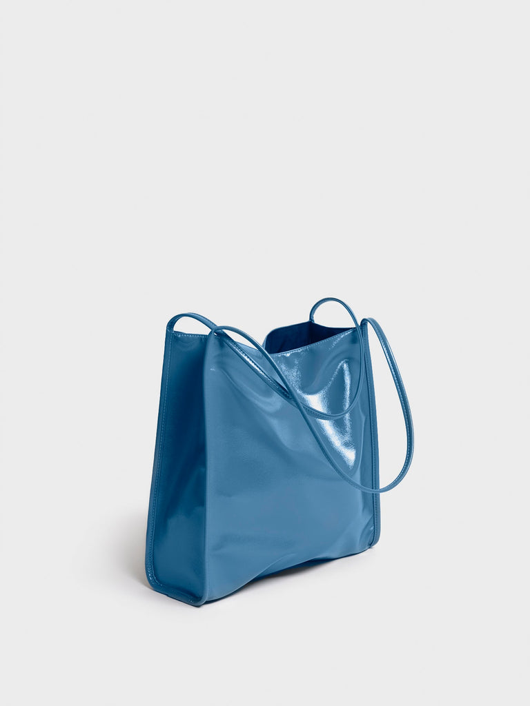 Blue grey high shine PVC tote bag_1