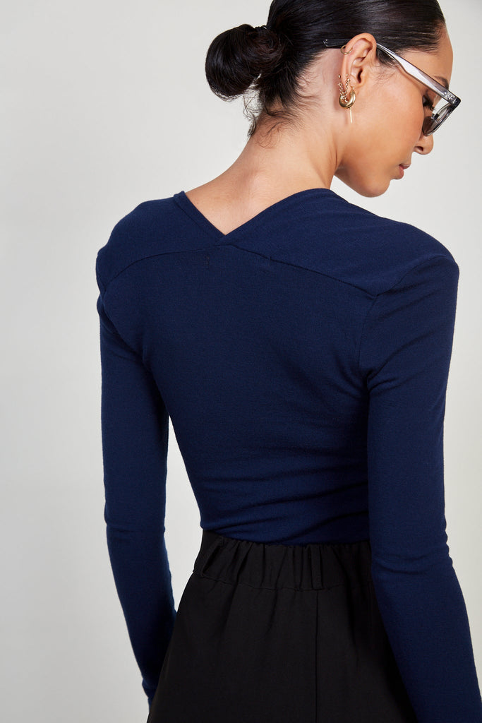 Blue layered sleeved tube top_2
