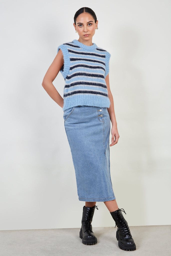 Blue striped wool blend sweater vest_2