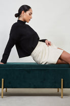 Bone white vegan leather skort_4