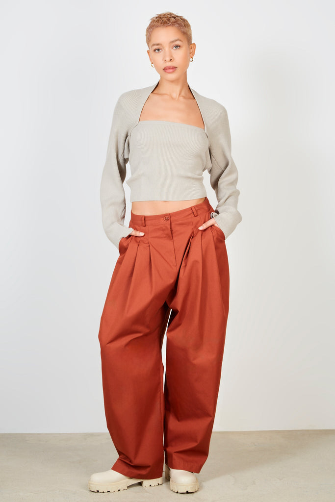 Brick orange multipleat trousers_3