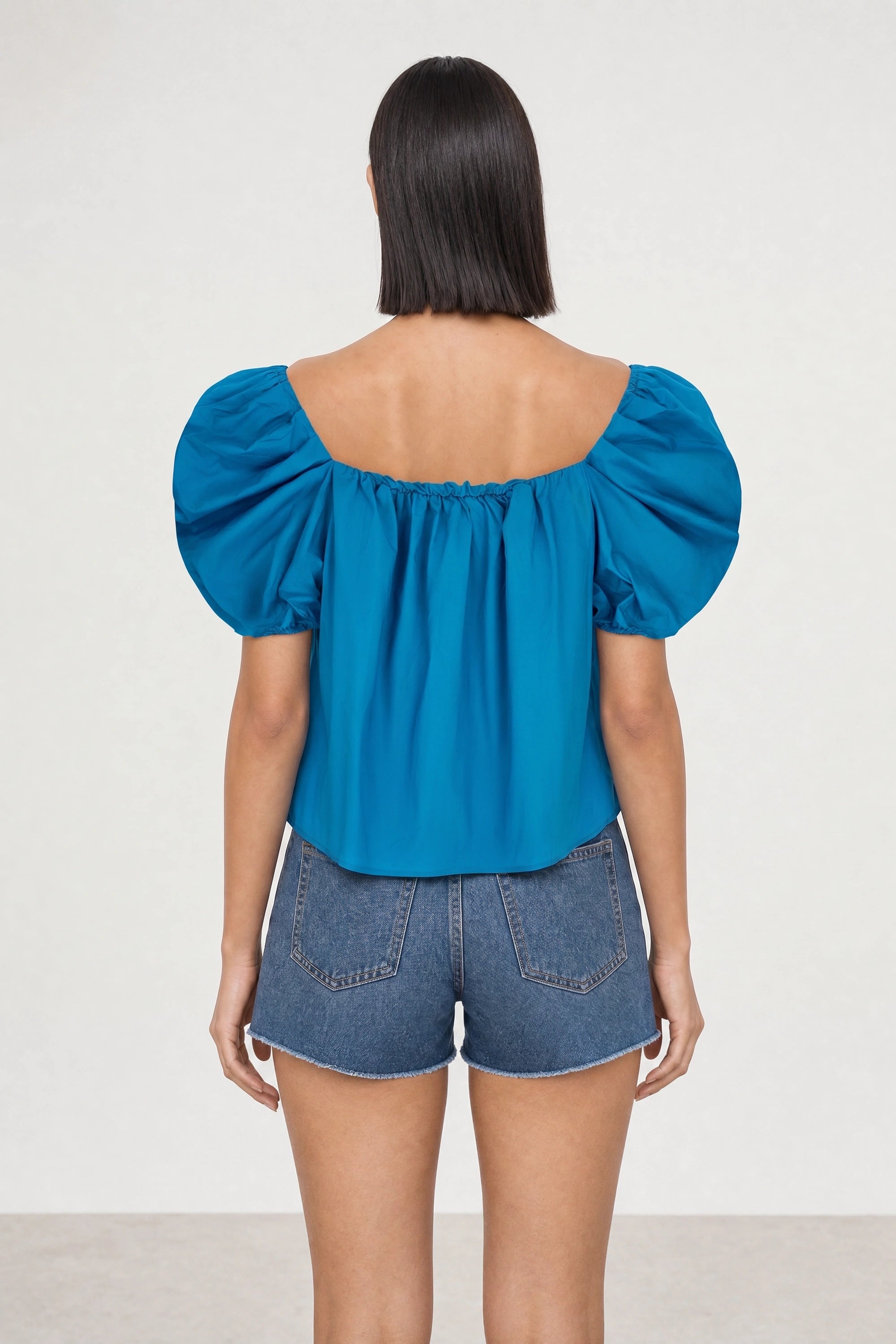 Bright blue puff sleeve blouse_2