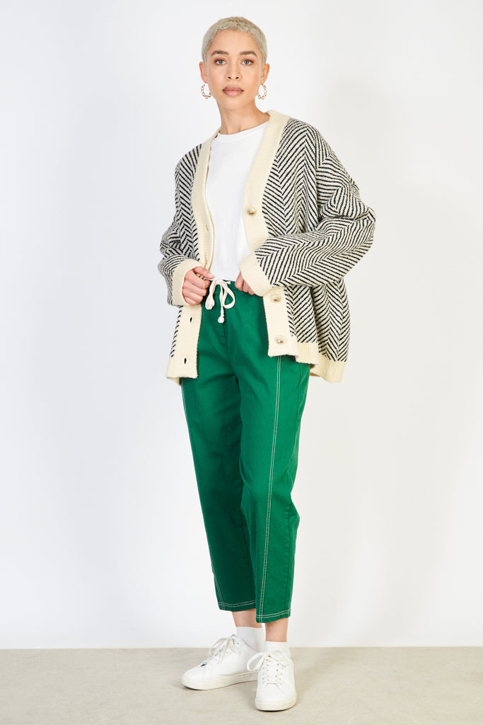 Bright green contrast stitch drawstring trousers_3