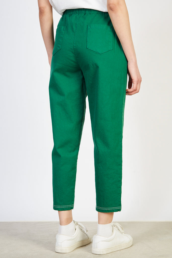 Bright green contrast stitch drawstring trousers_2