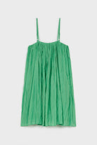 Bright green cotton blend spaghetti strap mini dress_1