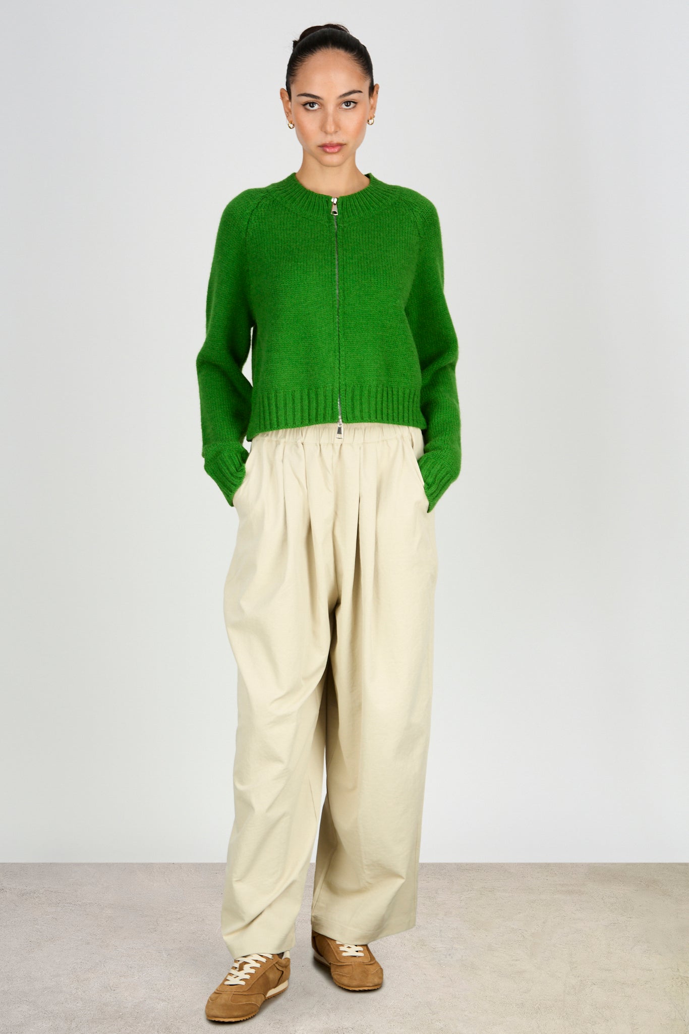 Bright green double zip cardigan_5