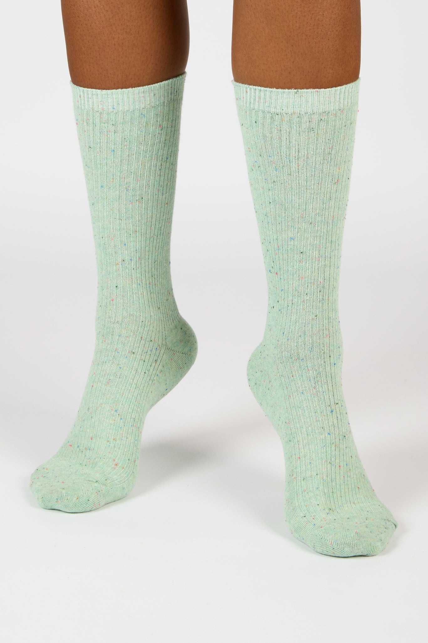 Mint rainbow fleck ribbed socks_2