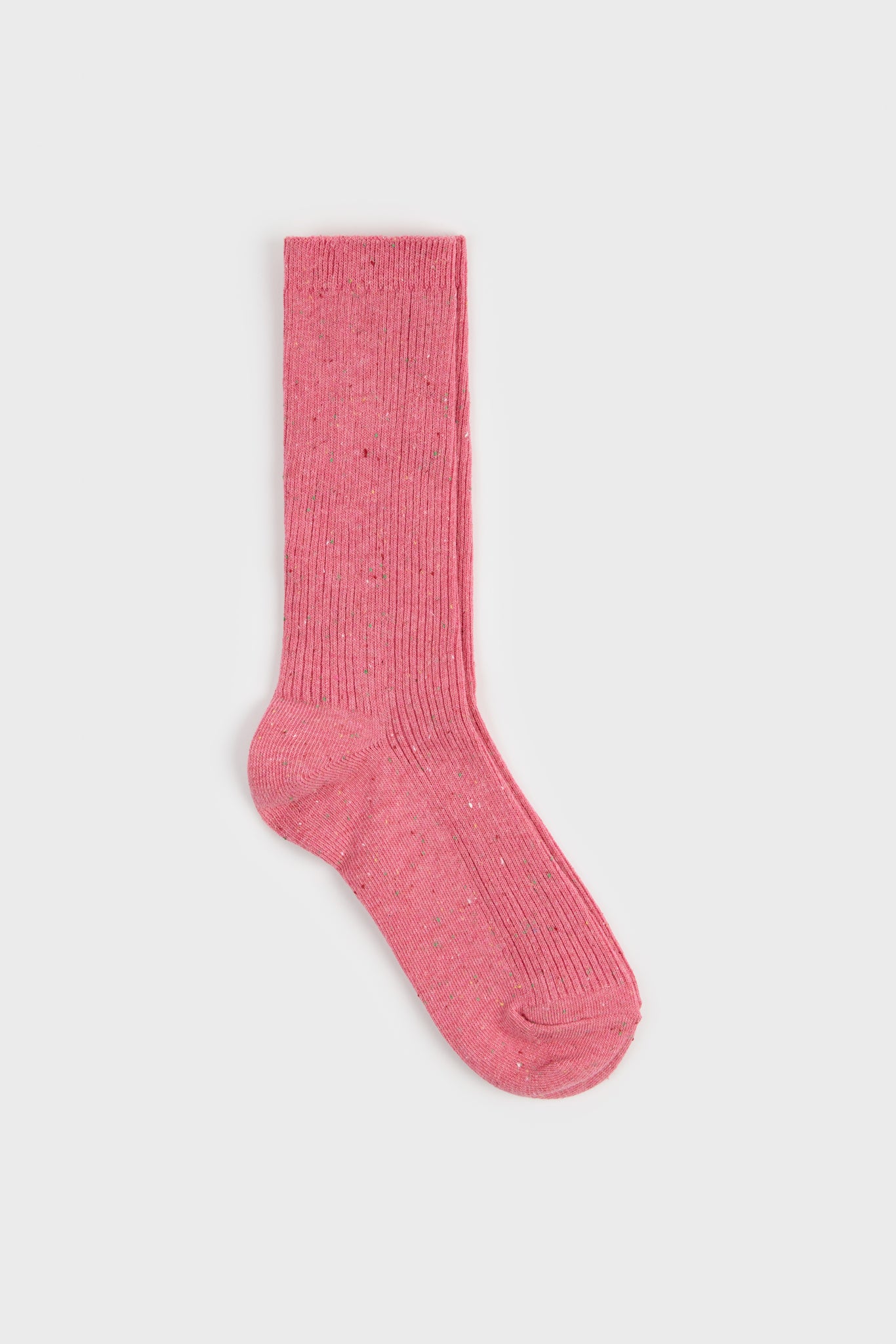 Bright pink rainbow fleck ribbed socks_1