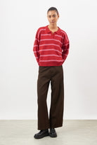 Bright red and pink double striped rugby jumper_3