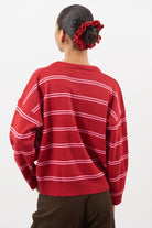 Bright red and pink double striped rugby jumper_2