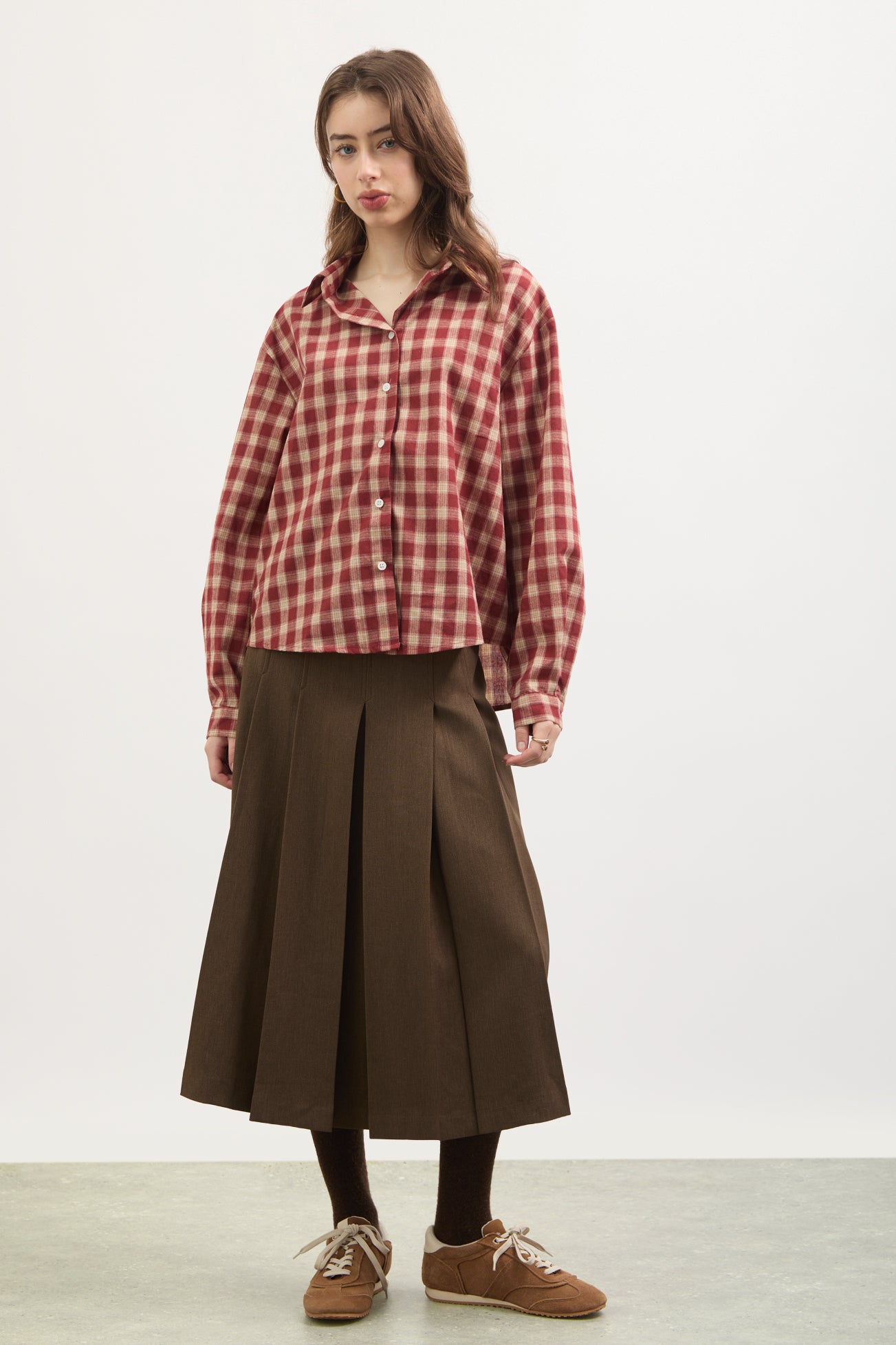 Bright red large gingham checked shirt_4