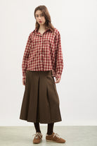 Bright red large gingham checked shirt_4