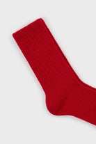 Bright red wool blend ribbed fuzzy socks_2